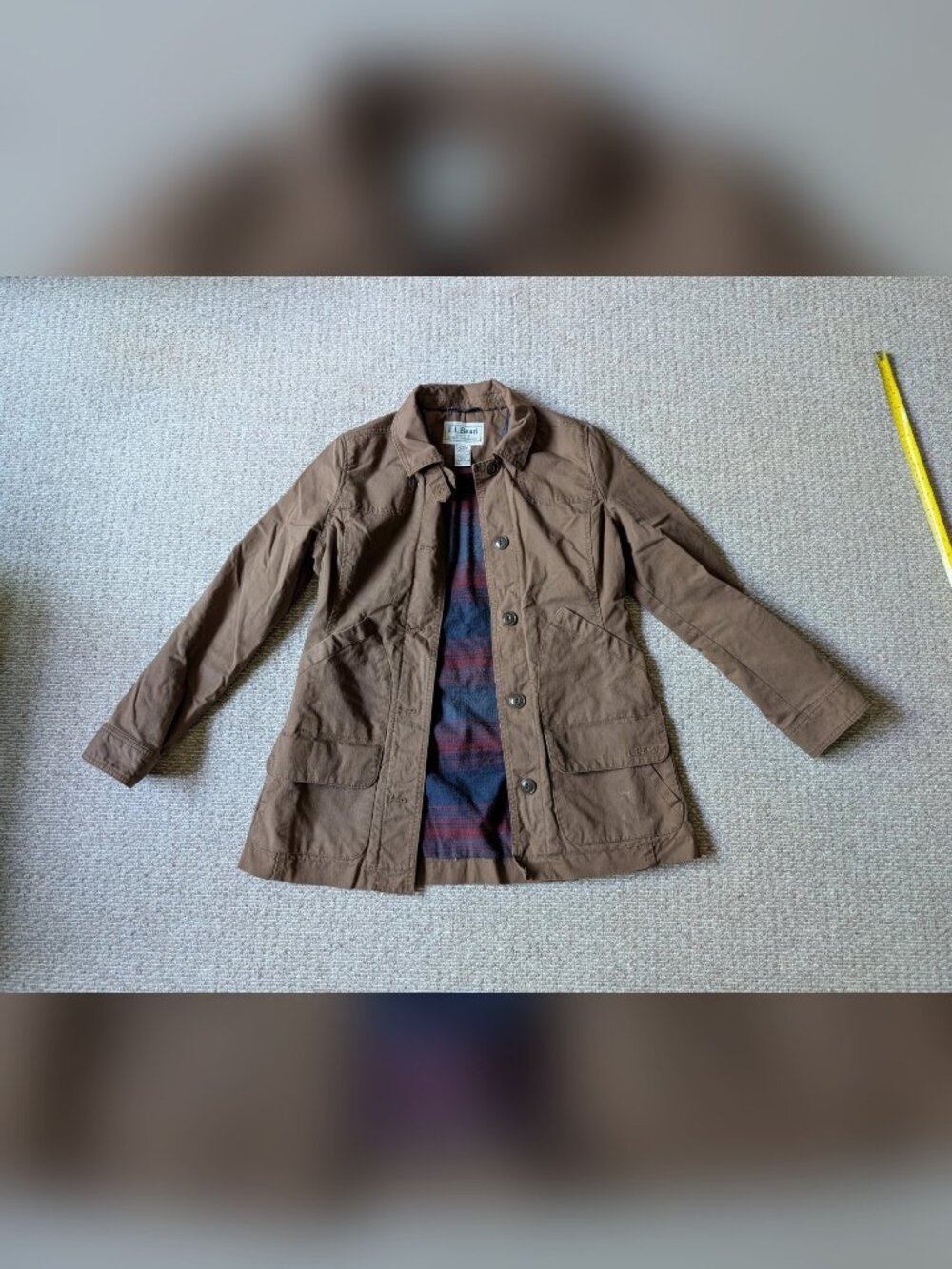L.L. Bean Flannel Lined Field Jacket Brown Women's XS